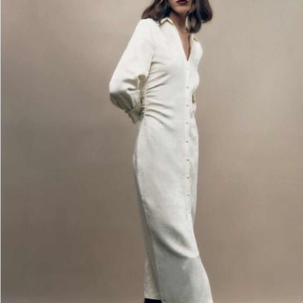 ZARA JACQUARD Cream Dress Small Worn Once!
